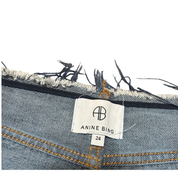 ANINE BING Gavin 1999 Straight Raw Hem Mid-Rise Jeans Blue Size 24 - Picture 5 of 8
